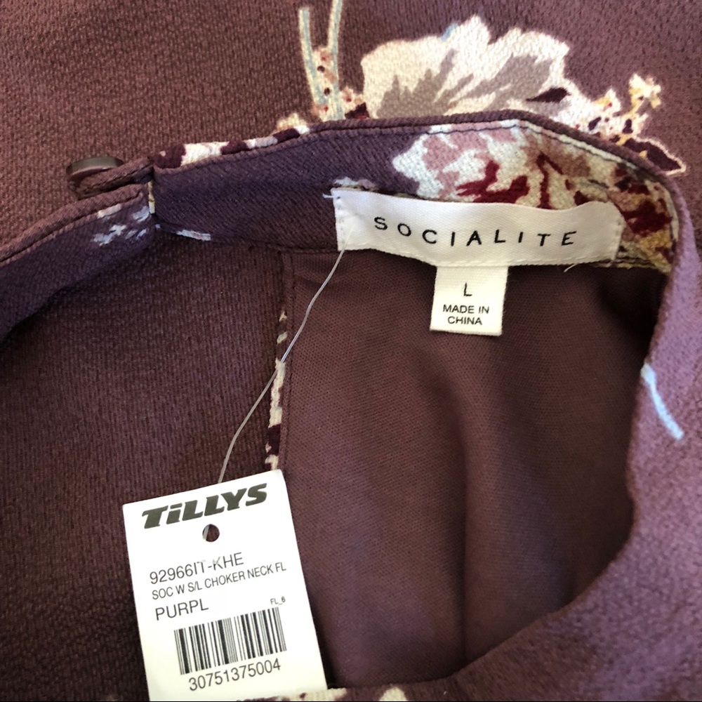NWT Socialite Brown Floral Cut Out Dress - Picture 8 of 8